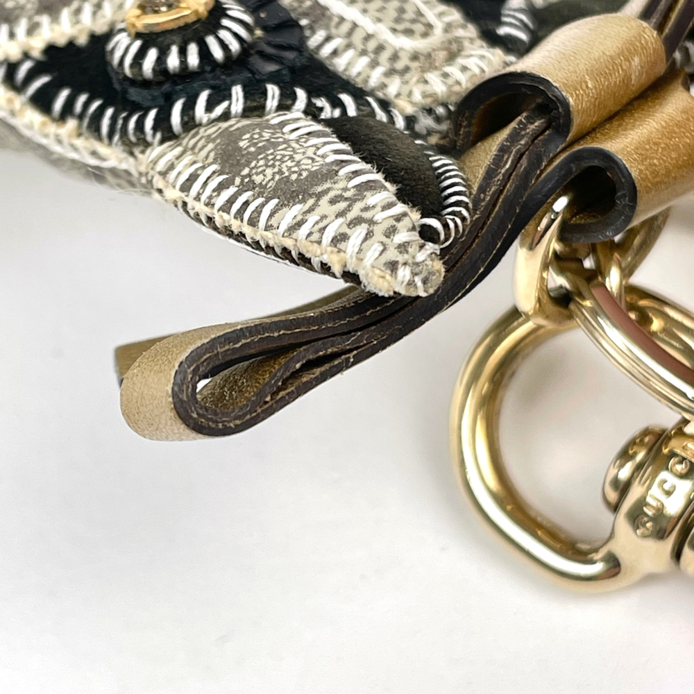 Gucci keychain, bulldog motif, GG pattern, coated canvas and leather, brown, ... - Picture 4 of 4